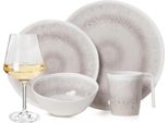 Set Di Stoviglie Da Campeggio In Melamina Per 4 Persone Design A Incudine 16 Pezzi + 4 Bicchieri Da Vino Bianchi Milano Stoviglie Picnic Bbq