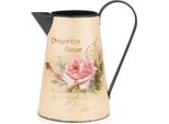 Vaso Decorativo Di Latta In Metallo Con Manico E Beccuccio, Motivo Decorativo Vintage Retro Cartolina Con Rose