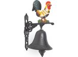 Moritz Campanello Porta Campana Pollo Gallo Giallo Parete Campana Giardino Decorazione Ghisa Rustico Antico Design Stile Retro Campana