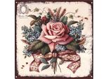 Segno Decorativo Di Latta Moritz Retro Botanica Rosa Idea Regalo In Metallo Design Vintage Per Decorazione