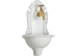 Fontana A Muro In Ghisa Bianca Con Rubinetto In Ottone Stile Antico Decorazione Giardino Esterno Montaggio A Parete 39 X 24 X 13 Cm Nostalgico Distributore D'acqua Per Terrazza O Balcone