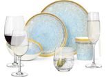Set Di Stoviglie Da Campeggio In Melamina 4 Persone Crystal Blue + 16 Bicchieri Tiamo Bicchieri Da Acqua Bicchieri Da Vino Bicchieri Da Champagne FlûTes Stoviglie Picnic Bbq Cookware