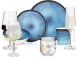 Set Di Stoviglie Da Campeggio In Melamina 4 Persone Oceano Profondo + 16 Bicchieri Milano Bicchieri Da Acqua Bicchieri Da Vino Bicchieri Da Champagne FlûTes Stoviglie Picnic Bbq Cookware