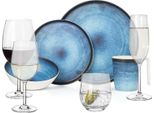 Set Di Stoviglie Da Campeggio In Melamina 4 Persone Oceano Profondo + 16 Bicchieri Tiamo Bicchieri Da Acqua Bicchieri Da Vino Bicchieri Da Champagne FlûTes Stoviglie Picnic Bbq Cookware