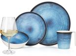 Set Di Stoviglie Da Campeggio In Melamina 4 Persone Oceano Profondo + 4 Bicchieri Da Vino Milano White Servizio Da Tavola Picnic Bbq Cookware