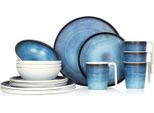 Moritz Stoviglie Da Campeggio In Melamina Per 4 Persone 16 Pezzi | Lavabili In Lavastoviglie | Set Di Stoviglie Da Picnic | Stoviglie Da Campeggio I Deep Ocean Design