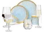 Set Di Stoviglie Da Campeggio In Melamina 4 Persone Crystal Blue + 16 Bicchieri Milano Bicchieri Da Acqua Bicchieri Da Vino Bicchieri Da Champagne FlûTes Servizio Da Tavola Picnic Bbq Cookware