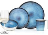 Set Di Stoviglie Da Campeggio In Melamina 4 Persone Oceano Profondo + 4 Bicchieri Da Vino Tiamo White Servizio Da Tavola Picnic Bbq Cookware