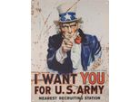 Cartello Di Latta Moritz 25 X 33 Cm I Want You For U.S. Army Cartello Decorativo In Metallo Retro Vintage Detti Divertenti