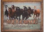 Cartello Di Latta Moritz 33 X 25 Cm Welcome Friends Horses Herd Decorazione In Metallo Cartello Retro Vintage Detti Divertenti