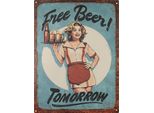 Cartello Di Latta Moritz 25 X 33 Cm Birra Gratis! Domani Cartello Decorativo In Metallo Retro Vintage Detti Divertenti