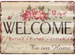 Insegna Di Latta Moritz 40 X 29 Cm Welcome Welcome Home Roses Flowers Decorazione Insegna Di Metallo Retro Vintage Detti Divertenti