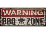 Insegna Di Latta Moritz 59 X 24 Cm Bbq Zone Warning Barbecue Grill Smoker Deco Metal Sign Retro Vintage Retro Sayings Funny