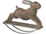 Figurina Rustica In Resina Di Coniglio Su Dondolo Alta 20 Cm | Decorazione Pasquale Vintage | Figurina Decorativa Retrò Per Casa E Giardino | Regalo Per Gli Amanti Dei Conigli E Della Nostalgia
