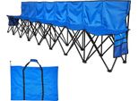 Succebuy Panchina Di Squadra Portatile Panca Da Campeggio (8 Persone) Con Tasche Laterali E Borsa Da Trasporto, Panchina Pieghevole Con Schienale, Panchina Laterale Per Calcio, Baseball E Attività All'aperto Blu