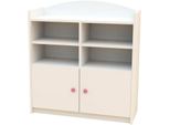 Libreria Happy Babies - Scaffale Armadio Bianco Con Ante, Libreria Per Camera Dei Bambini, Soggiorno E Camera Dei Ragazzi, Scaffale In Piedi Per Libri, Scaffale In Piedi E Scaffale A Cartella 88X96X34 (Maniglia Rosa)