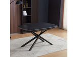 Tavolo Girevole Allungabile Piano Ceramica Effetto Marmo Nero Opaco Astrid 140X90X76H