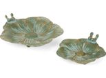 Moritz Bird Bath Bird Bath Verde Con Due Uccelli Sulla Ciotola Abbeveratoio Da Terra 34Cm Bird Bath A Forma Di Foglia Abbeveratoio Da Giardino