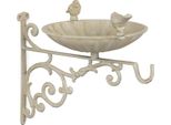 Moritz Bird Bath Bird Bath Da Parete Bianco Con Due Uccelli Sulla Ciotola 31Cm Gancio Per Cesto Appeso Bird Bath Water Trough Garden