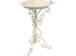 Moritz Bird Bath Bird Bath Bianco Antico Con Uccellino Sulla Ciotola Dell'acqua Altezza 73Cm Bird Bath In Piedi Abbeveratoio Decorato Giardino Antigelo