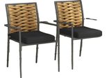 Sedie Da Giardino, Telaio In Acciaio Verniciato A Polvere, Rattan Pe Resistente Agli Agenti Atmosferici, Lunghezza 57 Cm, Larghezza 58 Cm, Altezza 87 Cm
