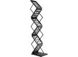 Portariviste - Espositore Per Brochure Modello Da Terra - A4 6 Scomparti - Pieghevole - Struttura In Metallo - Dimensioni 27,5×39×161 Cm - Nero