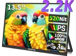 Monitor Portatile, Risoluzione 2,2K, Leggero E Compatibile, B135-SZQ06L1, Spina Ue