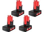Batteria, Compatibile Con Utensili Da 12 V, Ricaricabile Agli Ioni Di Litio, 4 Pezzi Da 6000 Mah