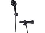 Miscelatore Termostatico Per Doccia, Doppia Maniglia, Finitura Cromata, Set Completo Nero B