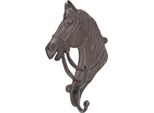 Ganci Da Parete A Testa Di Cavallo In Ghisa - Appendiabiti In Stile Equestre Per Corridoi E Stalle - Marrone Antico - Ganci Doppi Per Giacche, Biancheria, Borse - 25,5 X 17 Cm - 0,76 Kg