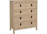 Dmora Cassettiera Nicholas 38.4X82.3X98.9H Cm Marrone Rovere, 5 Cassetti Apertura Scorrevole