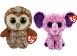 Ty - Animali Di Peluche - Beanie Boo's - Gufo Percy Ed Elefante Eva