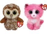 Ty - Animali Di Peluche - Beanie Boo - Gufo Percy E Gatto Reagan