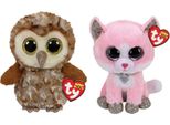 Ty - Animali Di Peluche - Beanie Boo's - Gufo Percy E Gatto Rosa Fiona