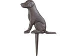 Tassello Da Giardino In Ghisa - Figura Decorativa A Forma Di Cane Resistente Alle Intemperie Per Giardino, Aiuola, Prato - Figura Animale In Ferro In Stile Antico - 30,5 X 21,5 Cm - Design Labrador
