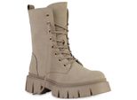 Van Hill Donna Stivaletti Stivali Piattaforma Stivali Scarpe Suola Profilo 839450, Colore: Khaki, Taglia: 36