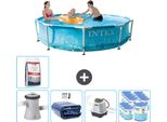 Piscina Intex A Struttura Rotonda - 305 X 76 Cm - Pressione Dell'acqua - Pompa Inclusa - Tenda Da Sole - Sistema Di Acqua Salata - Filtro -Per Piscina