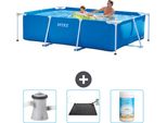 Piscina Intex Con Struttura Rettangolare - 260 X 160 X 65 Cm - Blu - In Dotazione Pompa Filtro Per Piscina - Tappeto Solare - Cloro