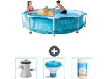 Piscina Intex Con Struttura Rotonda - 305 X 76 Cm - Pressione Dell'acqua - Pompa Filtro Per Piscina Inclusa - Galleggiante Per Cloro - Cloro