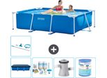 Piscina Intex Con Struttura Rettangolare - 220 X 150 X 60 Cm - Blu - Include Copertura - Pacchetto Manutenzione - Pompa Filtro Per Piscina - Filtro - Kit Pulizia
