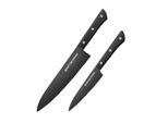 Set Di 2 Coltelli Samura-Shadow, Acciaio AUS-8, 15/21 Cm, Nero