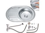 77CM Acciaio Inox Lavello Rotondo Ciotola Incasso Lavello + Ripiano Cucina Lavello Lavello