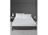 L'essentiel Linge De Maison, Alez Fitted (150 X 200), Protezione Per Letto Matrimoniale, 100% Cotone, Bianco, 150 X 200 + 30 Cm