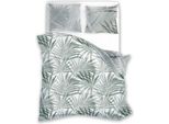 Biancheria Da Letto In Raso 160X200 Milargo Verde 004 Verde-Grigio Foglie Faro