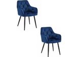 Sedia Jork - Velluto Blu Scuro / Gambe Nere X 2