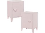 Comodino "Inari"" Set Da 2 Con Maniglia Destra E Sinistra In Acciaio 57 X 40 X 30 Cm Rosa"