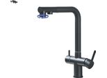 Rubinetto Da Cucina, Doppia Maniglia, Acqua Calda E Fredda, Nero Opaco