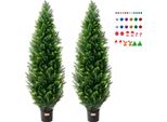 Set Di 2 Alberi Topiari Artificiali Di Cedro Piante Artificiali Pe Cipresso152,4Cm