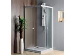 Cabine Doccia Aqualine - Cabina Doccia Quadrata, 800X800 Mm, Vetro Satinato Brick BTQ800