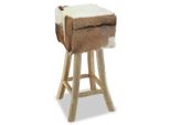 Vidaxl Sgabello Da Bar In Pelle Di Capra E Legno Massiccio Di Teak